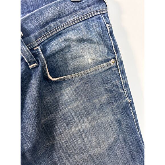 Hudson Men Denim Distressed Clifton Bootcut Jeans Pockets Dark Wash Blue Size 34 - Picture 6 of 15